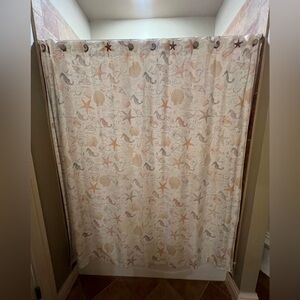 Nicole Miller Coastal Seashell Shower Curtain - Cream and Tan